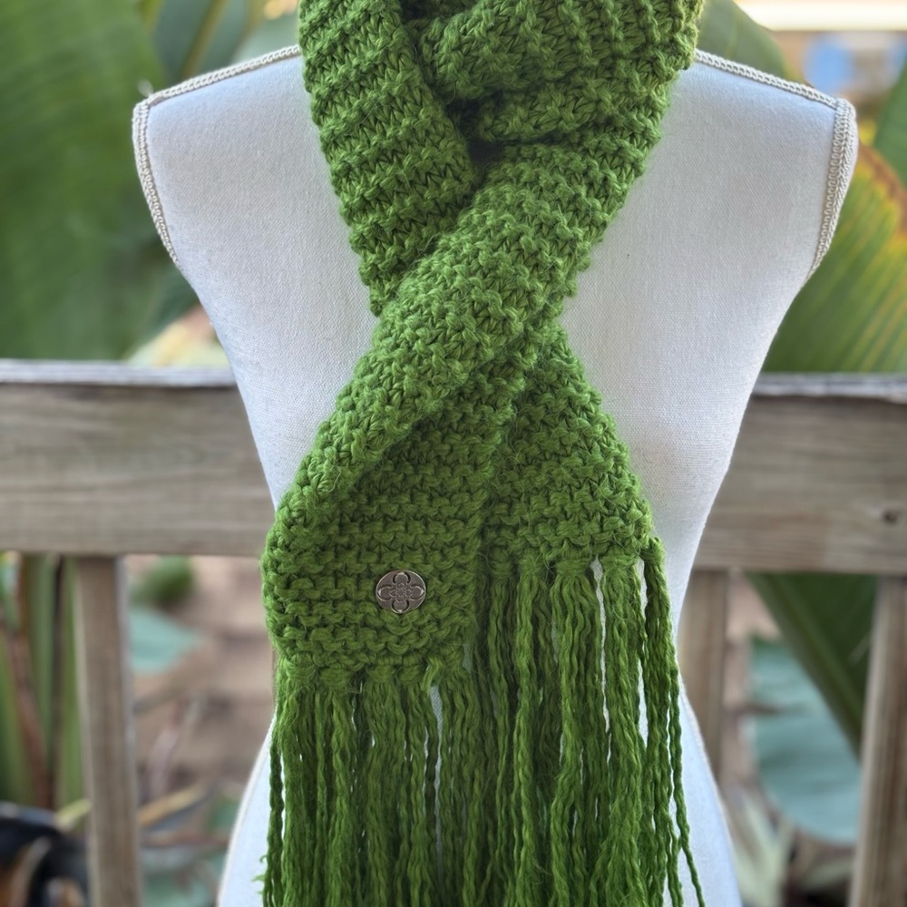Charter Club Chunky Knit Fringe Scarf-Bright Green-Winter Wrap
